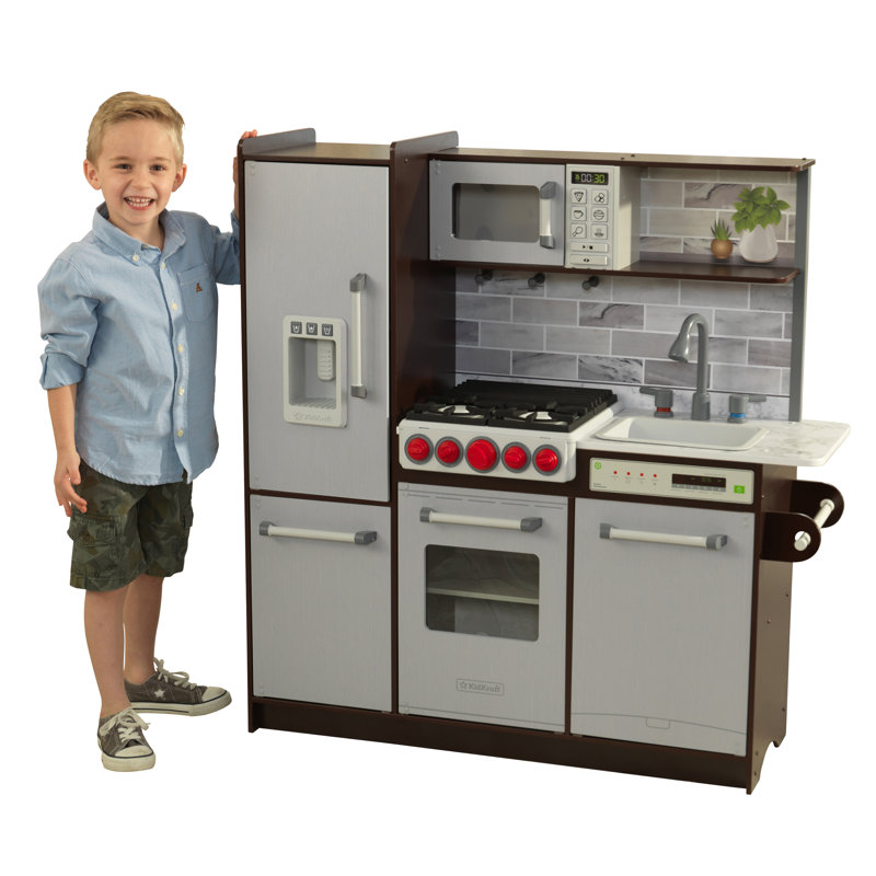 Uptown Elite Espresso Play Kitchen with Lights and Sounds and Working Ice Maker Espresso